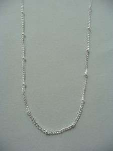 24 Light Curb 925 Sterling Silver Necklace Chain with Beads NC1155 