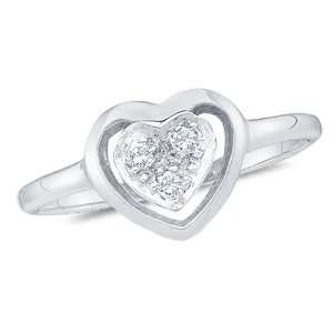  Size 10.5   14K White Gold Engagement Ring   Heart Shape 