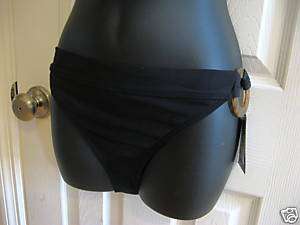 NWT Anne Klein black bikini buckle swimsuit bottom 14 L  