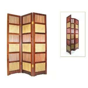  Paneled Room Divider Screen (Brown) (72H x 54W)