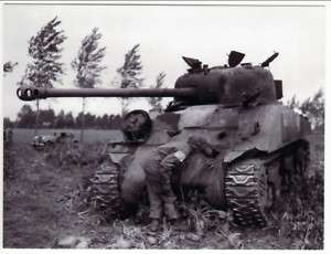 Postcard Repro of WWII Damaged British Firefly Tank  