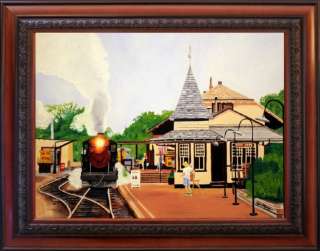 104   AUTHENTIC PAINTING by Ezi   Train Stations Artist Painting New 