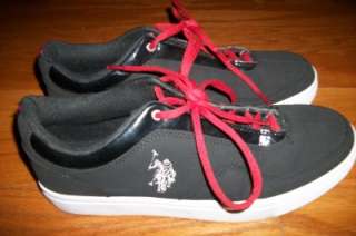 MENS BOYS USPA US POLO ASSN BLACK RED CASUAL TENNIS SHOES SNEAKERS 