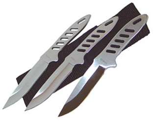 Throwing Knives 3 Silver Steel Throwing Knife Set & Sheath New Knives 