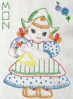 DUTCH GIRLS   EMBROIDERED DISH TOWELS  
