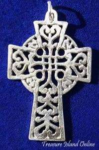 LARGE CELTIC CROSS .925 Solid Sterling Silver Charm Pendant  