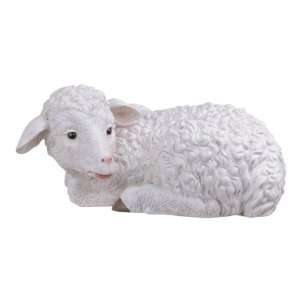   Polyresin White Little Lamb Resting Figurine Statue