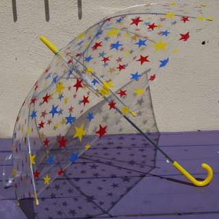 60s 70s 80s Red Blue Yellow Star Clear PARASOL Umbrella  