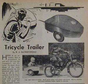 Tricycle Bike Trailer Teardrop 1950 How To build PLANS  