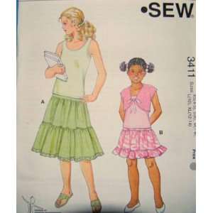  Kwik Sew 3411 Sewing Pattern, Girls Skirt, Top, and Shrug 