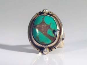 Old Navajo Pawn Silver & Turquoise Ring  