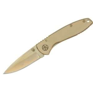 Smith & Wesson Knives 110GLS Gold Coated Part Serrated Executive 