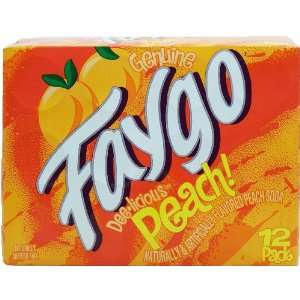 Faygo peach flavor soda pop, caffeine free, 12 pack 12 fl. oz. cans
