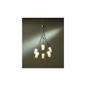   Flora 6 Light Single Tier Chandelier in Mahogany with Soft Amber glass