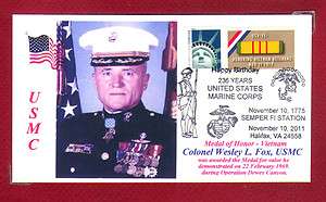 MEDAL OF HONOR COLONEL WESLEY L. FOX, USMC Vietnam War Cacheted 