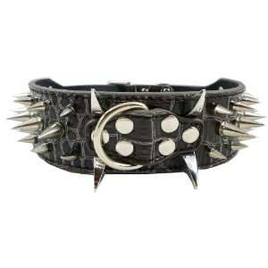   Croc Leather Spiked Dog Collar 2 Wide, 40 Large Spikes