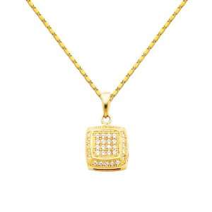 14k Yellow Gold 10mm Rounded Square CZ Cubic Zirconia Charm Pendant (0 