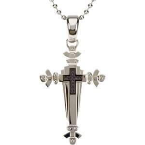  Stainless Steel Ion Plated Diamond Cross with 30 inch Bead 