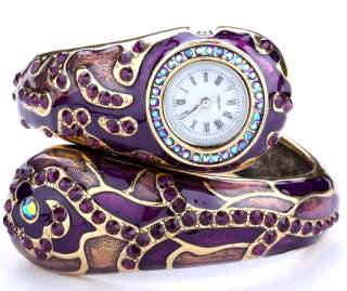Vintage purple swarovski crystal cuff bracelet watch 1  