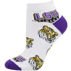   LSU Tigers White Ladies 9 11 Team Logo Ankle Socks