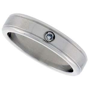  Surgical Steel 1/4 ( 6 mm ) Band w/ Single CZ Stone 11 