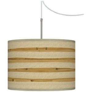  Bamboo Wrap Giclee Glow Swag Style Plug In Chandelier 