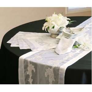  White Embroidered Cutwork Tablecloth 70 x 144