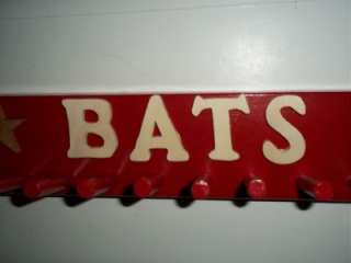 WOOD BASEBALL MINI BAT RACK HOLDER 6 / 11 BATS RED L  