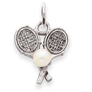 Tennis Racquets Charm in 14k White Gold