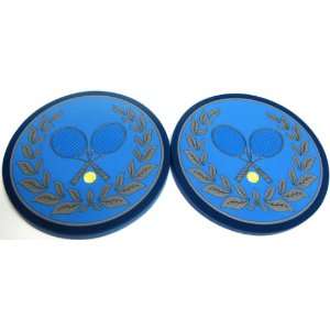  Large Tennis Crossed Racquet Coasters (Royal)   Brand New 