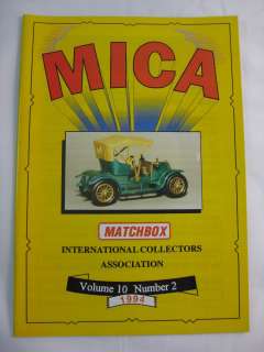 MATCHBOX CAR MICA COLLECTORS CATALOGUE VOL 10 NO 2 1994  
