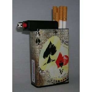 Cigarette Case Cards Aces. Built on lighter compartment. Holds hard 