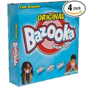 Bazooka Original Bubble Gum, 120 Count Gum Pieces (Pack of 4)  