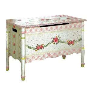    Teamson Girls Pink Crackle Finish Hand Painted Toy Chest Baby