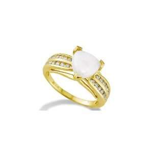  10k Solid Gold 0.25 Ct Diamond 1 Ctw Trillion Opal Ring Jewelry