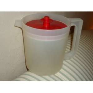 Tupperware Sheer Go Between Pitcher with Cranberry Push Button Lid 1.5 