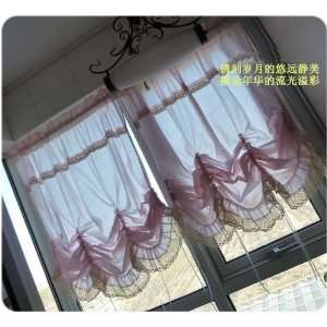  Victorian Pink with Lace Adjustable Balloon Curtain