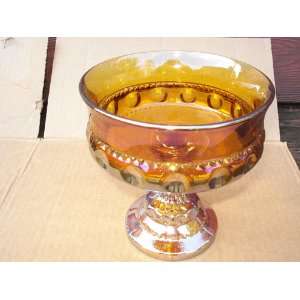   & PURPLE Vintage Pedestal Carnival Glass Candy Dish 