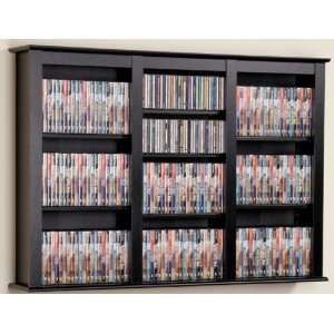  CD / DVD/ VHS 3 Row Wall Storage Rack in Black Finish 